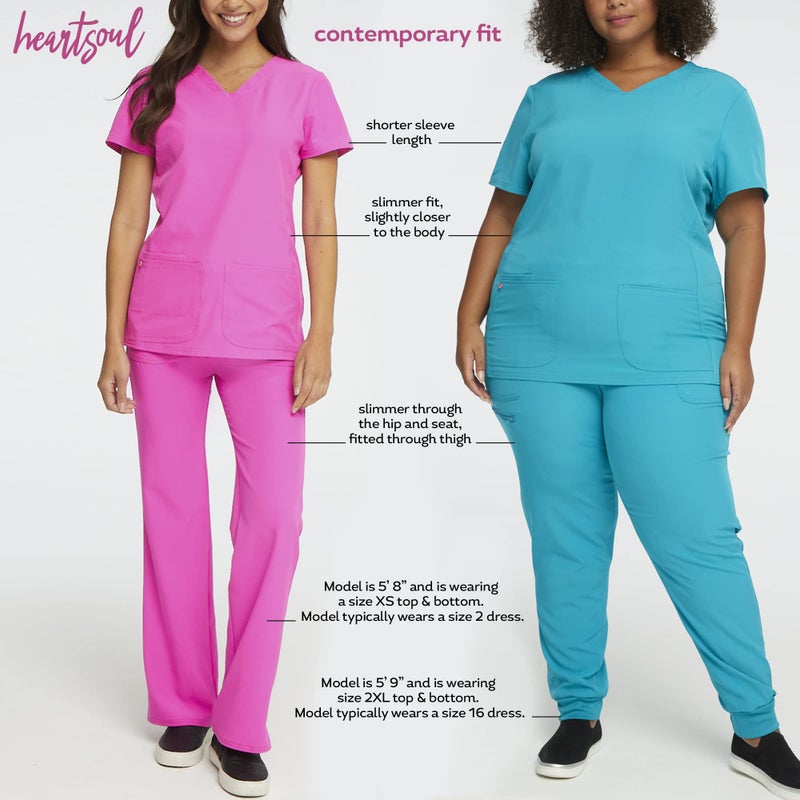 HeartSoul Women's Medical Scrub Jogger Pants Contemporary fit Drawstring Waistband Jogger with 5 Pockets - HS030, L, Hunter - Image 3